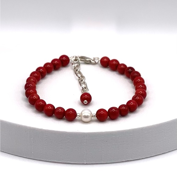 Genuine Red Coral With Freshwater Pearl - Picture 2 of 13